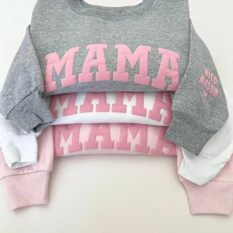 Personalized Puff Print Mama Sweatshirt, Custom Mom Shirt, Personalized Mother's Day Sweatshirt, Mom Shirt, Mama...