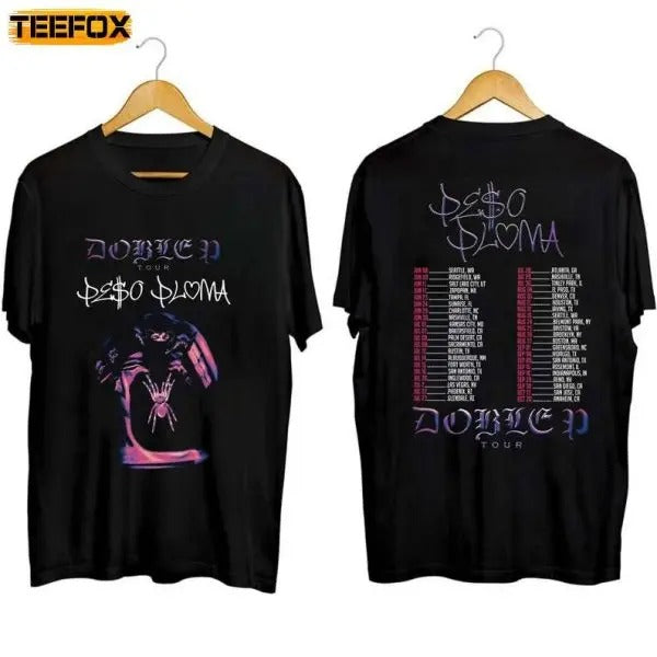 Peso Pluma Doble P Tour 2023 Double Sided Short-Sleeve T-Shirt Hoodie, Sweatshirt | DripVista.com