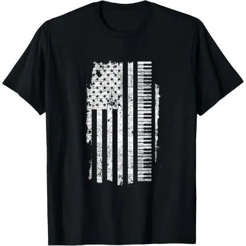 Piano T-Shirt - Keyboard USA Flag Pianist Gifts Music T-Shirt Made in USA Hoodie, Sweatshirt | DripVista.com