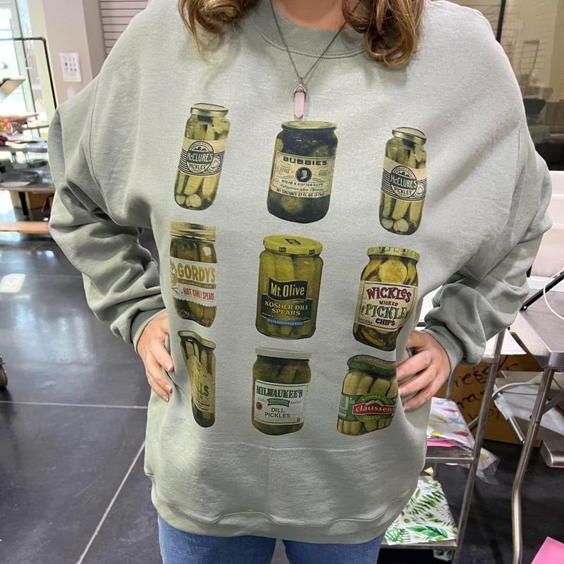 Pickle Jar Sweatshirt Funny Pickle Sweater Funny Pickle Jar Sweatshirt Pickle Jar Sweater Long Sleeve Casual T-Shirts, Hoodie