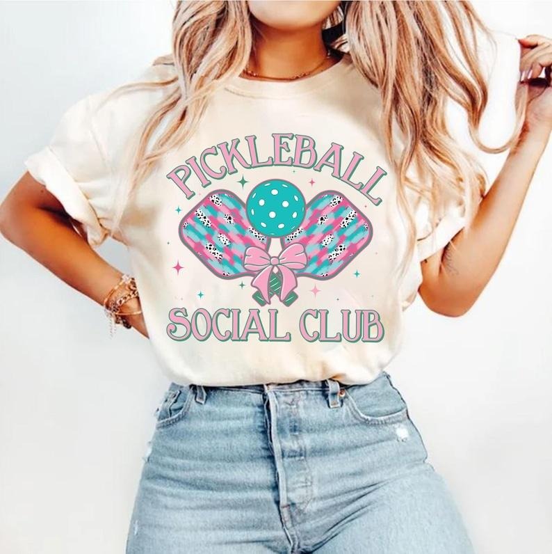 Pickleball Brushstroke Pickleball Preppy Social Club Coquette T-Shirt Hoodie, Sweatshirt | DripVista.com