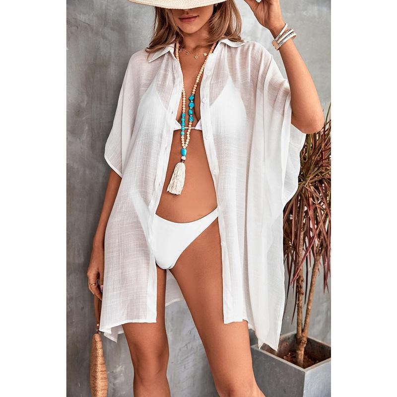 PiePieBuy Women'WB shield Oversized Beach Cover Up Shirt