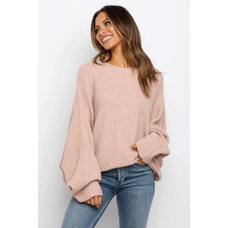 PiePieBuy Women'WB shield Oversized Crewneck Sweater Batwing Puff Long Sleeve Cable Slouchy Pullover Jumper Tops...