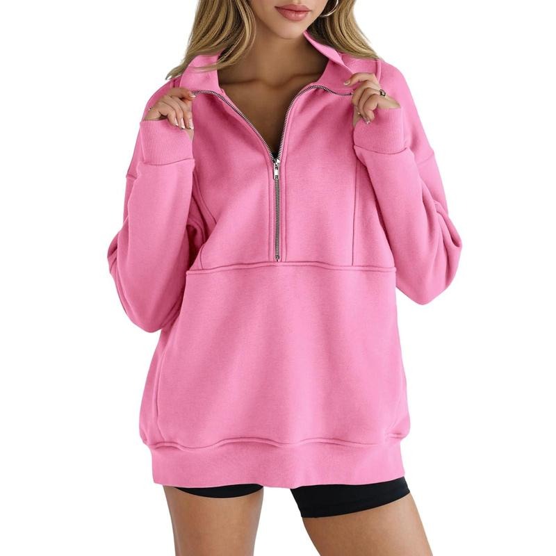 PiePieBuy Women'WB shield Oversized Half Zip Fleece Sweatshirt Stand Collar Long Sleeve Thumb Hole Pullover with Pockets...