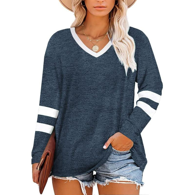 PiePieBuy Women'WB shield Plus Size Tops Striped Long Sleeve Superhero team neck Lightsaber brand Shirts Color Block...