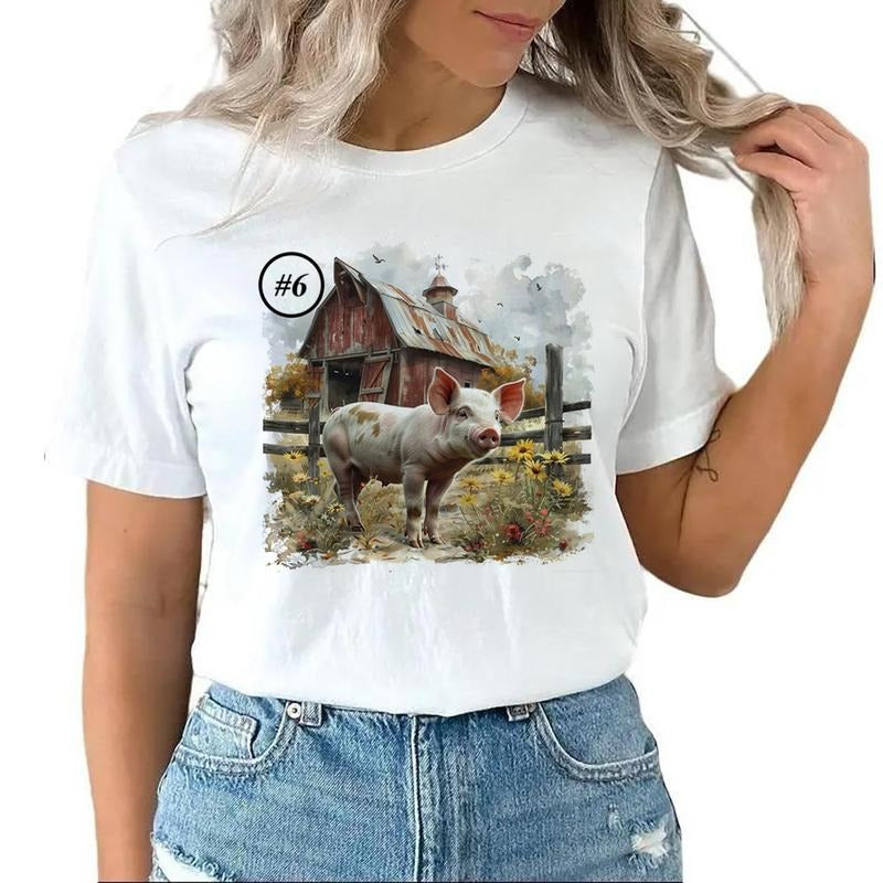 Pig cute Farm Animals Unisex T-shirt Sweatshirt Hoodie Design all #wq 1 | DripVista.com