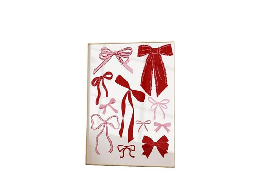 Pink And Red Bow Coquette Ribbon Coastal Cowgirl Decor, Preppy Aesthetic Balletcore Trendy Romantic Cottagecore Dorm Decor, Gifts For Women Bedroom Decor, Poster Prints No Frame, Wall Art Room Decor, Modern Wall Art, Gifts For Birthday Christmas Xmas