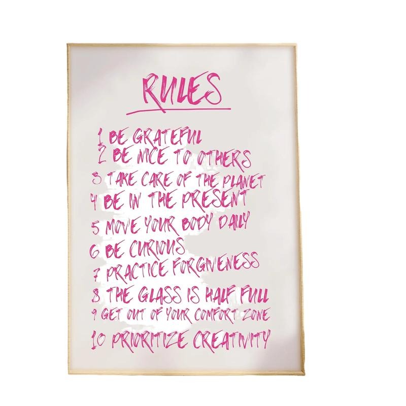 Pink Bar Cart Decor, Rules Trendy Aesthetics Preppy Decorations Art, Dorm Girly Bar Cart Decor, Gifts For Besties Women...