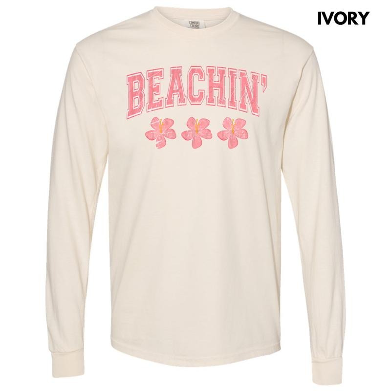 Pink Beachin' Long Sleeve Comfort Colors T-Shirt Hoodie, Sweatshirt | DripVista.com