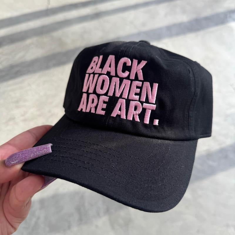 Pink Black Women Are Art Dad Hat - Soft Cotton Casual Style T-Shirts, Hoodie, Sweatshirt | DripVista.com