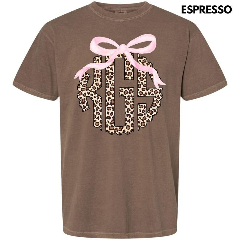 Pink Bow Cheetah Monogram Comfort Colors T-Shirt 'NLB' Hoodie, Sweatshirt | DripVista.com