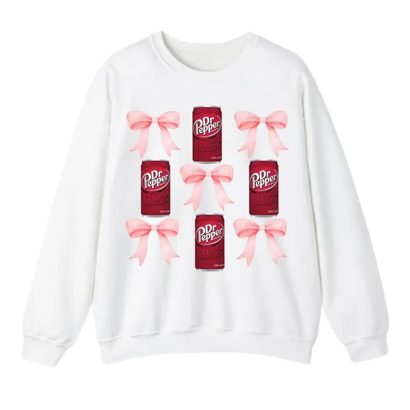 Pink Bow Coquette Dr. Pepper Sweatshirt, Cute Pink Soda Drink Sweatshirt, Unisex Shirt Hoodie | DripVista.com