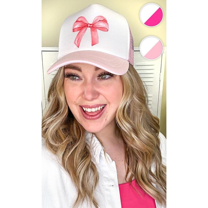 Pink Bow Trucker Hat - Girly Snap Style #PinkBowVibes #TruckerHat #BowGlow T-Shirts, Hoodie, Sweatshirt | DripVista.com