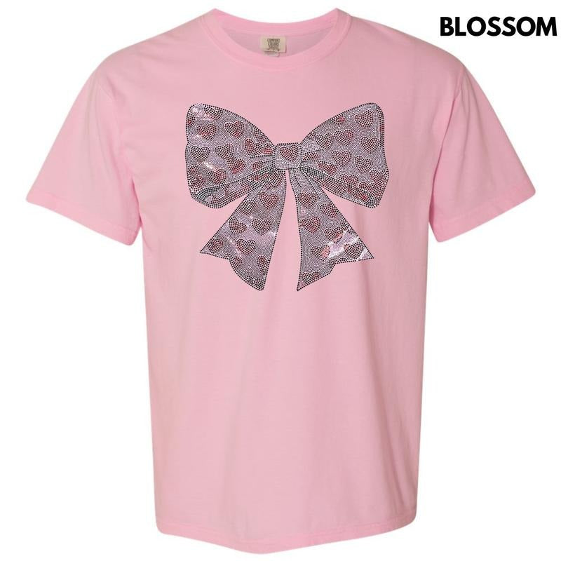 Pink Bow With Hearts SPANGLE Comfort Colors T-Shirt Hoodie, Sweatshirt | DripVista.com