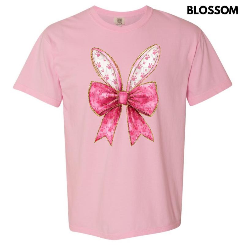 Pink Bunny Ear Bow Comfort Colors T-Shirt Hoodie, Sweatshirt | DripVista.com