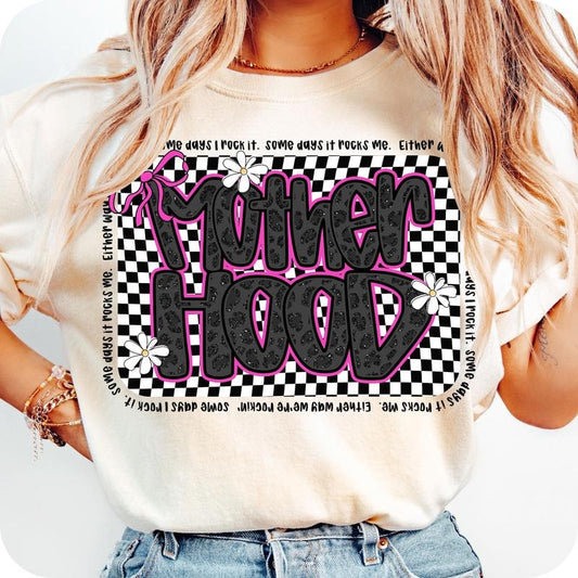 Pink Checkered Motherhood Coquette T-Shirt, Some Days I Rock It T-Shirt, Funny Mom Sarcastic T-Shirt, Mama T-Shirt, Mom T-Shirt, Mothers Day T-Shirt