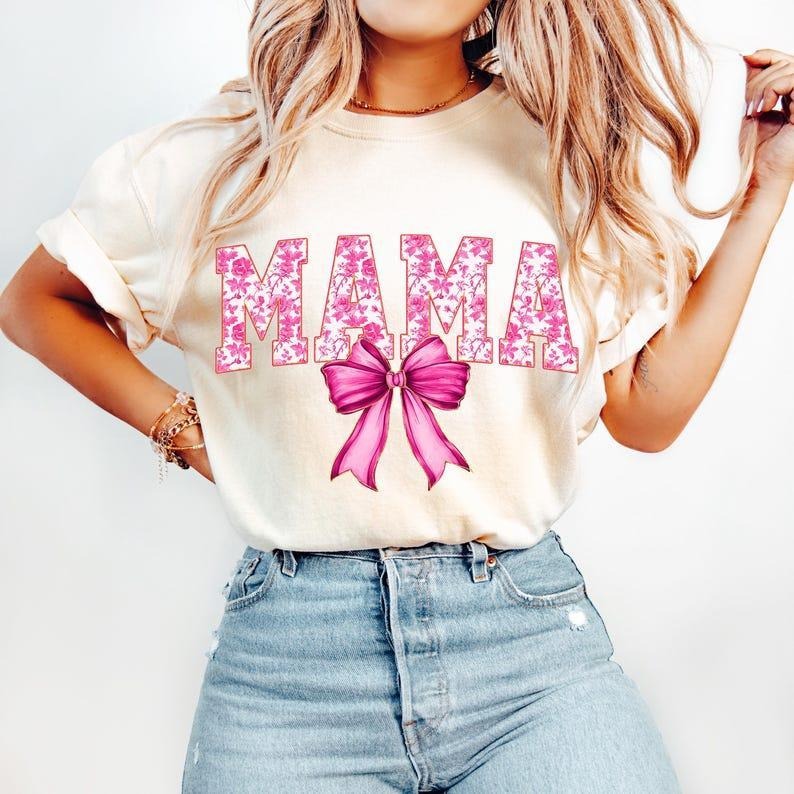 Pink Chinoiserie Mama Coquette Tshirt-sweatshirt-hoodie, Mama , Floral Mama Varsity tshirt , Mothers Day sweatshirt, Gift...