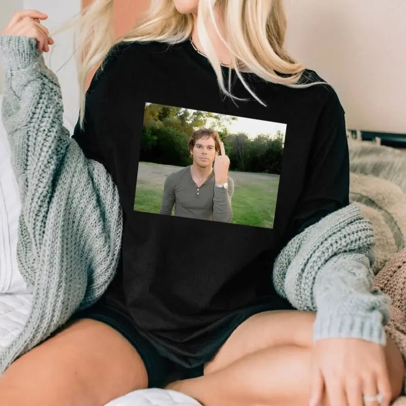 Pink Dexter Middle Finger Shirt Funny Dexter meme Shirt Dexter Morgan Shirt Hoodie, Sweatshirt | DripVista.com