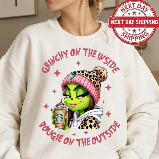 Pink Girl Grinn Funny Sweatshirt For Christmas, Christmas Shirt Grinn