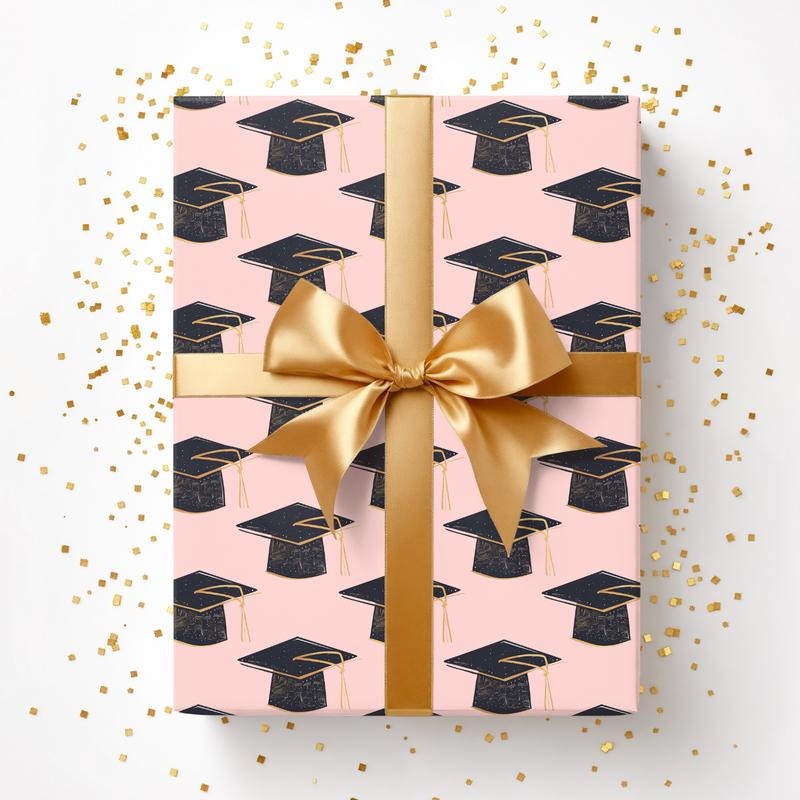 Pink Graduation Cap Wrapping Paper T-Shirts, Hoodie, Sweatshirt | DripVista.com