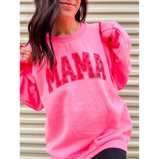 Pink Mama Checkered Graphic Top