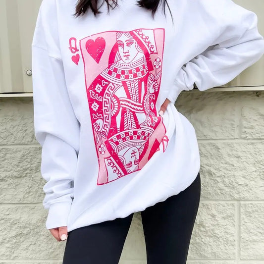 Pink Queen Of Hearts Graphic Sweatshirt