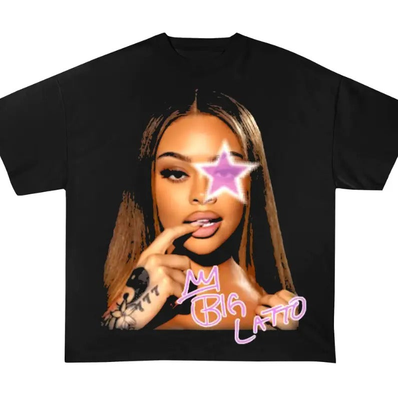 Pink Star Lattooo Big Face Shirt, Rap Graphic Black Shirt Hoodie, Sweatshirt | DripVista.com