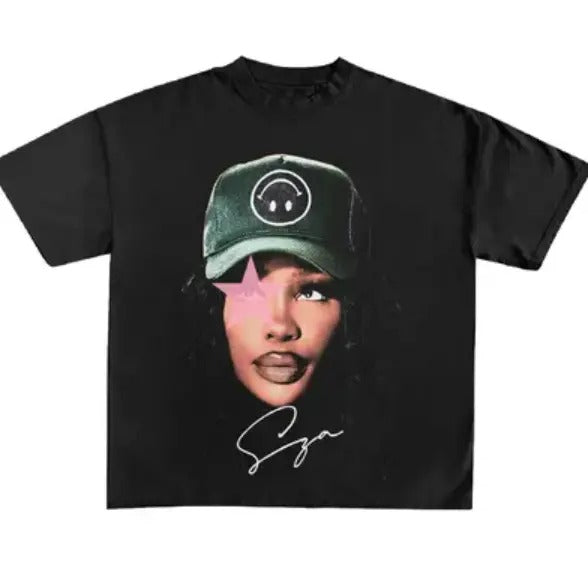 Pink Star Sza Graphic Tee, Rap Hip Hop Shirt Cotton Fabric Hoodie, Sweatshirt | DripVista.com