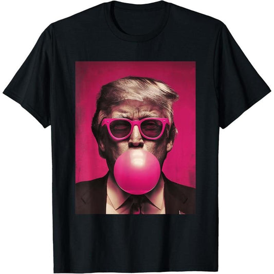 Pink Sunglasses Trump Bubble Gum T-Shirt made in usa