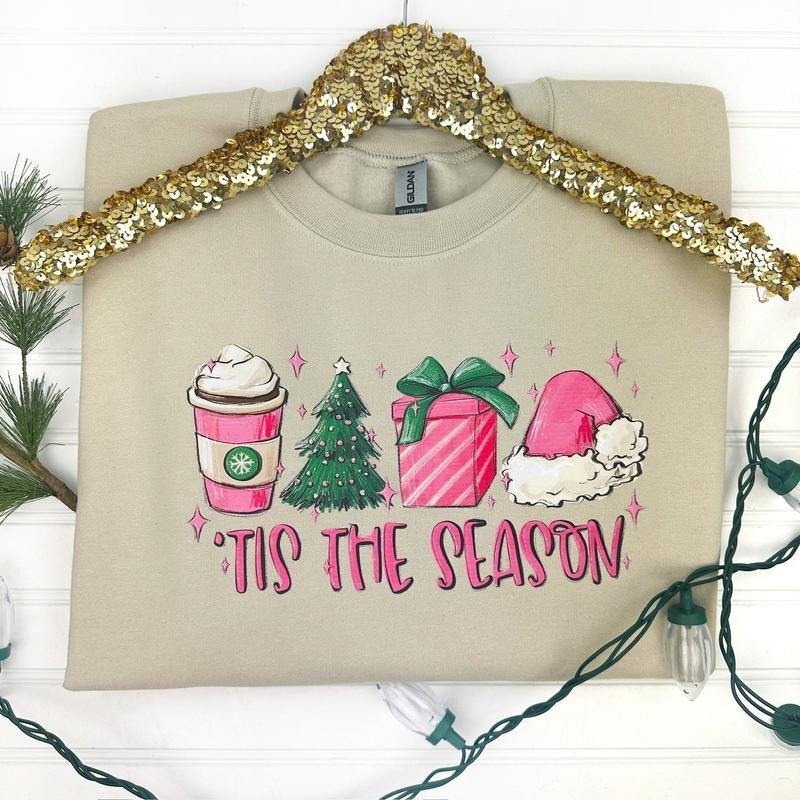 Pink Tis The Season Sweatshirt T-Shirts, Hoodie | DripVista.com