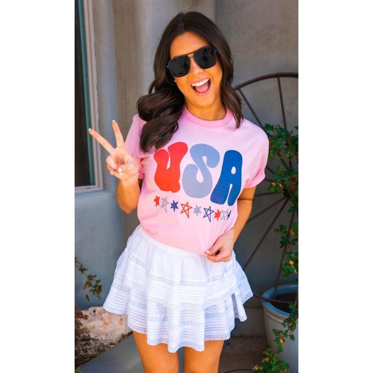 Pink USA Graphic T-Shirtstyle{n002}2 T-Shirts, Hoodie, Sweatshirt | DripVista.com