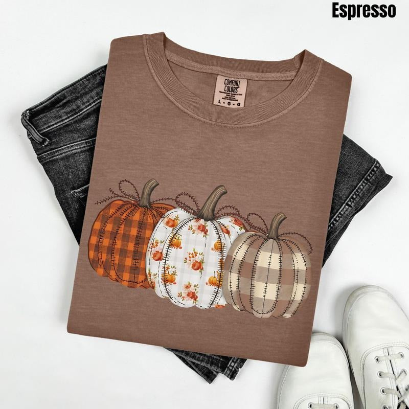 Plaid Pumpkin Trio Comfort Colors T-Shirt 'NLB' Hoodie, Sweatshirt | DripVista.com