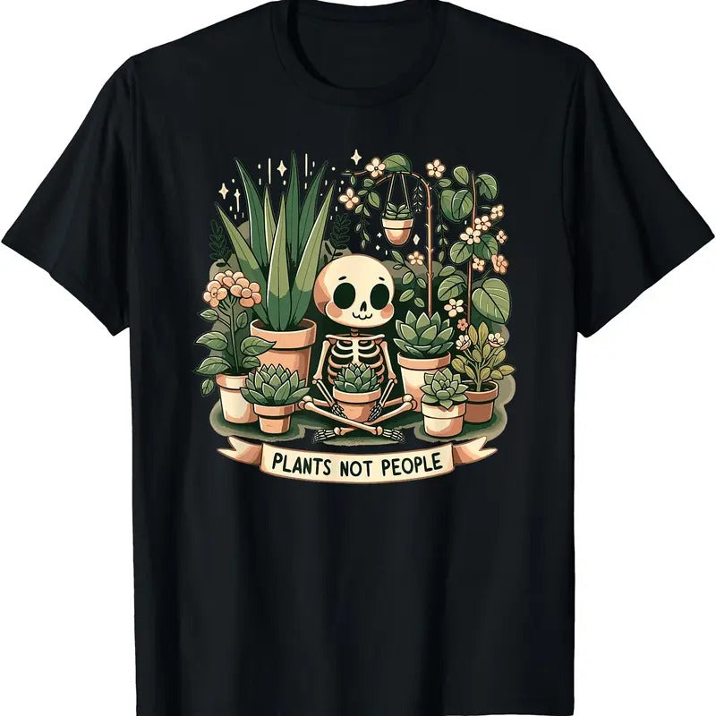 Plant Lover Skeleton Design - Plants Not People T-Shirt Hoodie, Sweatshirt | DripVista.com