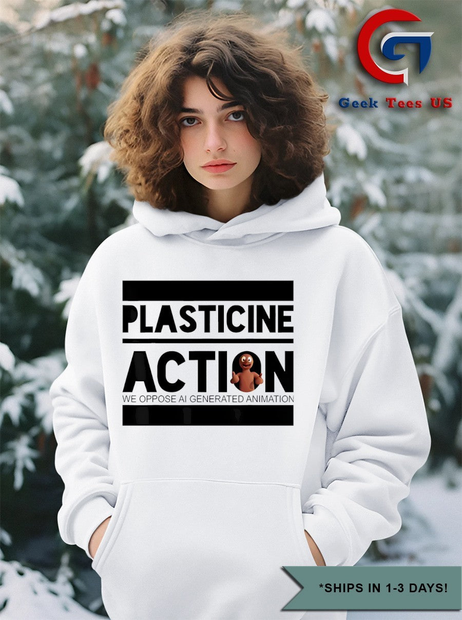 Plasticine Action We Oppose AI Generated Animation shirt