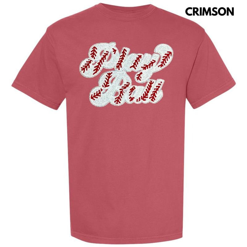 Play Ball Sequin Patch Comfort Colors T-Shirt Hoodie, Sweatshirt | DripVista.com