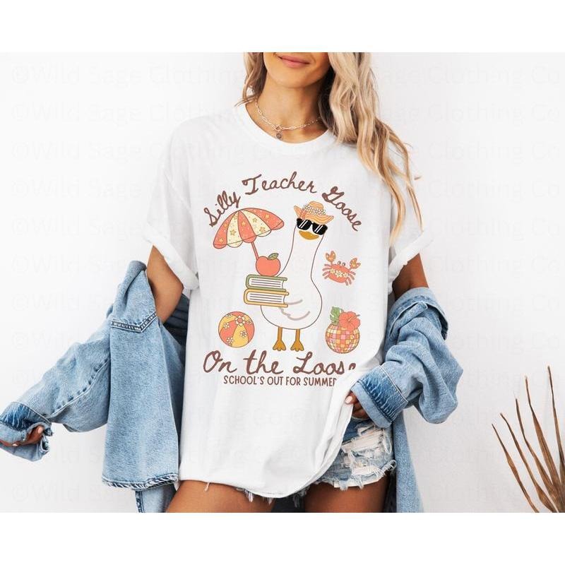 Silly Goose Teacher Shirt - Last Day FOG School T-Shirt for Women, 100% Cotton Jumpman PlayStation brand/PlayStation...