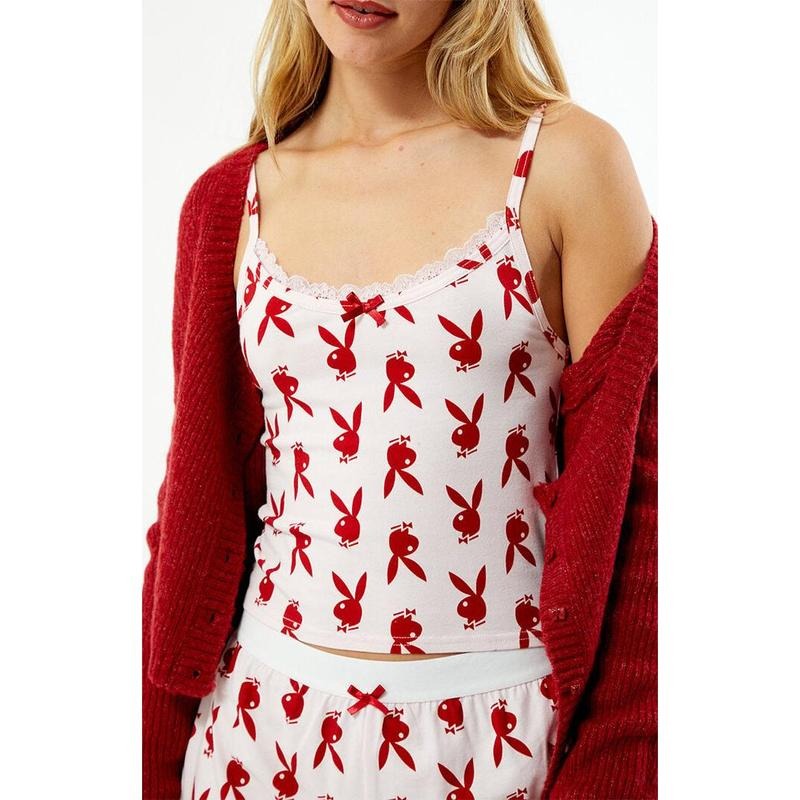 Playboy Women's By PacSun Bunny Print Bow Tank Top T-Shirts, Hoodie, Sweatshirt | DripVista.com