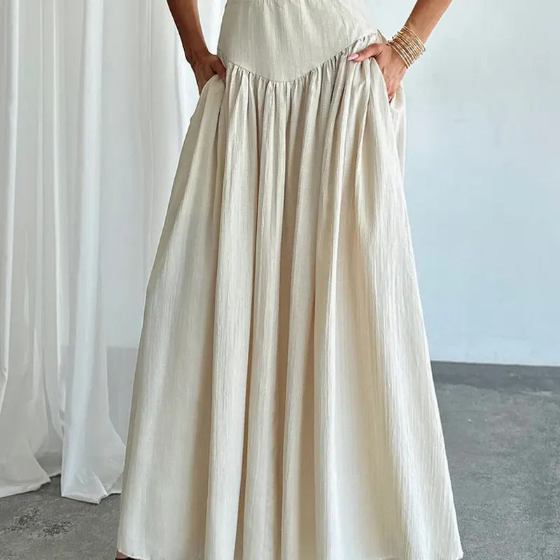 Pleated Flowy Long Skirts High Waist Maxi Skirt with Pocket T-Shirts, Hoodie, Sweatshirt | DripVista.com