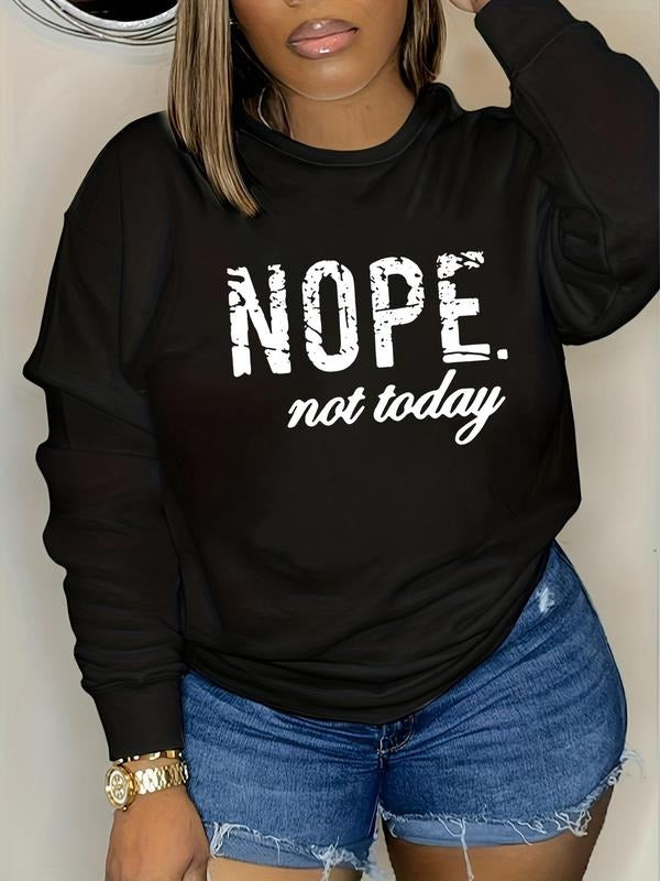 Plus Letter Print Drop Shoulder Sweatshirt, Casual Long Sleeve Round Neck Pullover For Daily Wear, Women'WB shield Plus...