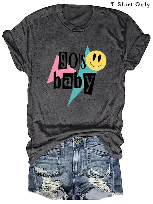 Plus Size Cartoon Expression Graphic Print Round Neck Tee, Casual Short Sleeve T-shirt, Women'WB shield Plus Size Summer...