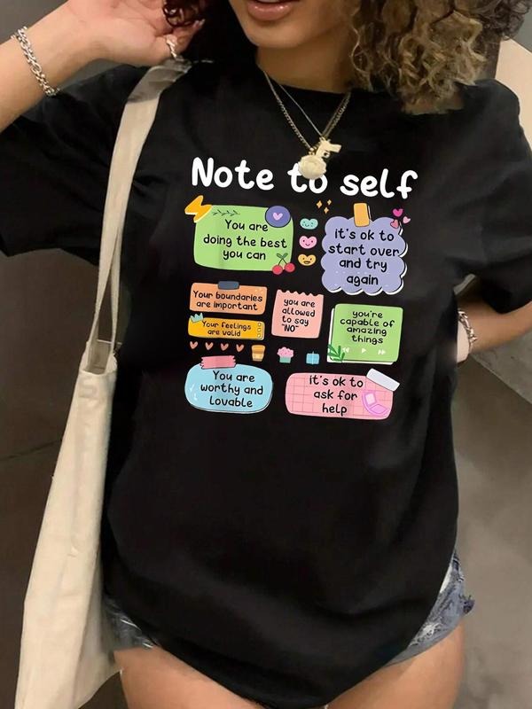 Plus Size Cartoon Slogan Graphic Round Neck Tee, Casual Short Sleeve T-shirt, Women'WB shield Plus Clothing for Summer...