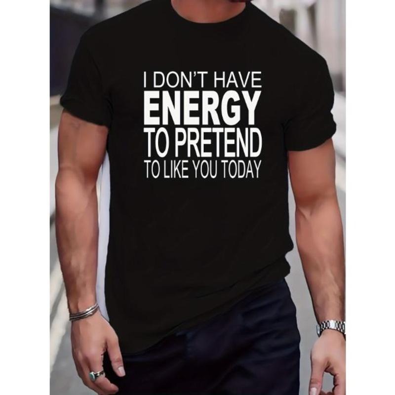 Plus Size Funny Letter Graphic Tees - Relaxed Fit, Breathable, Moisture-Wicking, Summer Perfect Oversized Casual T-Shirts for Fitness, Leisurewear, and Everyday Wear - Men's Comfortable Clothing for Outdoor Activities Made in USA