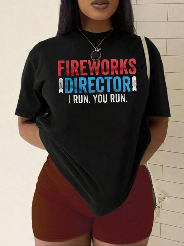 Plus Size Letter & Graphic Print Round Neck Tee, Casual Short Sleeve T-shirt, Women'WB shield Summer TNF for Daily Wear...