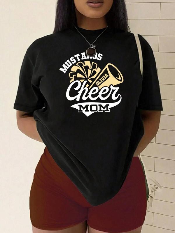 Plus Size Letter Graphic Round Neck Tee, Casual Short Sleeve T-shirt for Summer, Women'WB shield Plus Clothing for Daily...