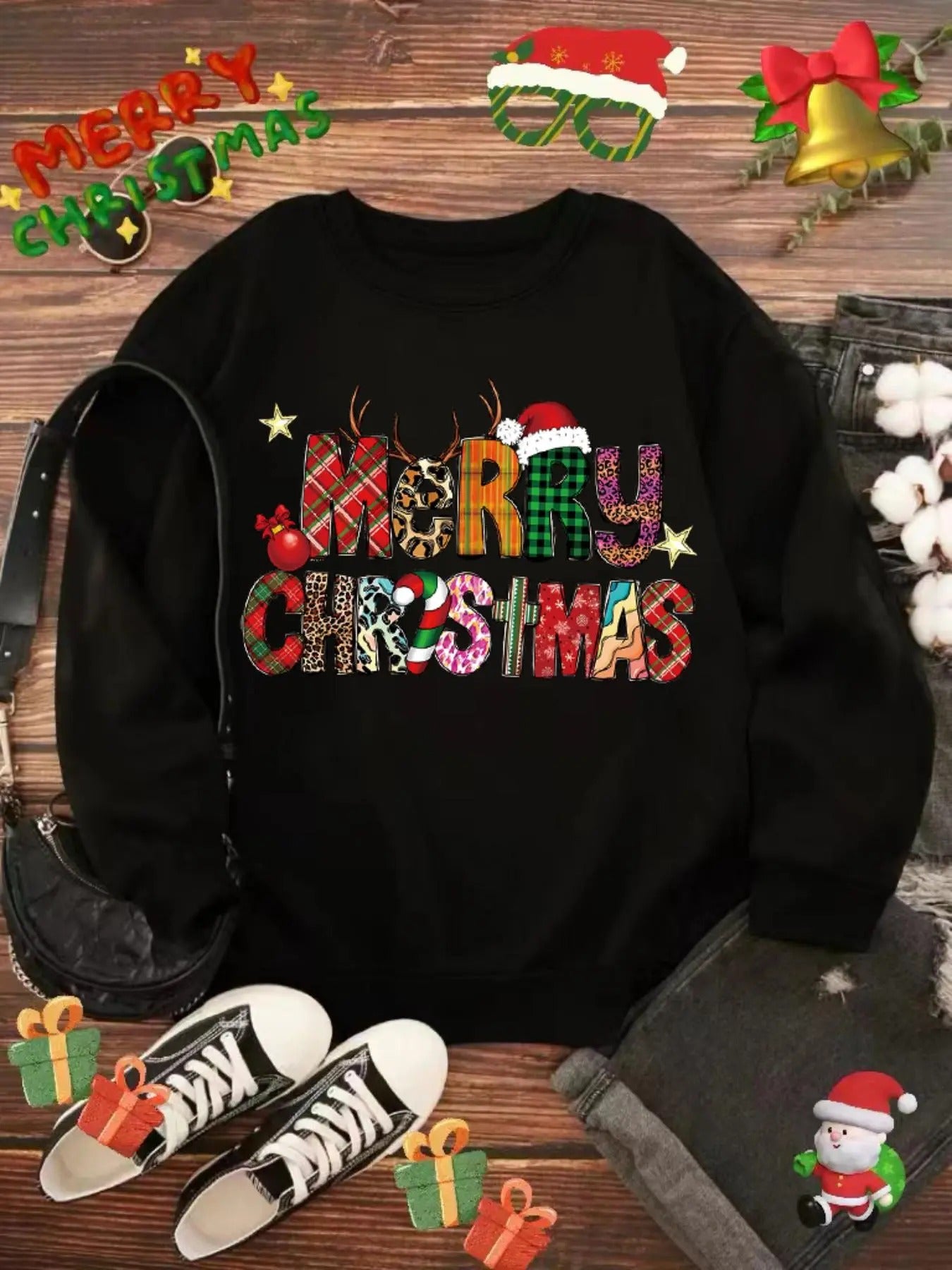 Plus Size Letter Print Drop Shoulder Sweatshirt, Casual Long Sleeve Round Neck Pullover for Daily Wear, Women'WB shield...