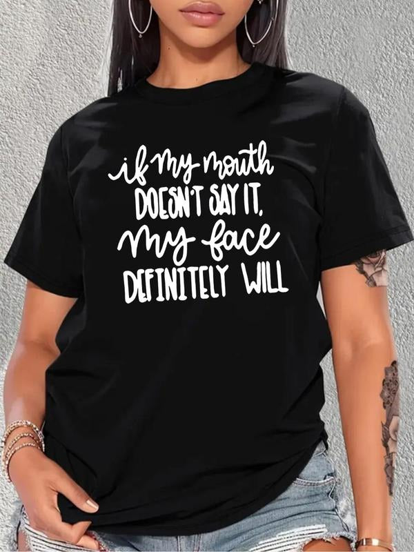 Plus Size Letter Print Round Neck Graphic Tee, Fashion Casual Short Sleeve T-shirt For Daily Wear, Women'WB shield Plus...