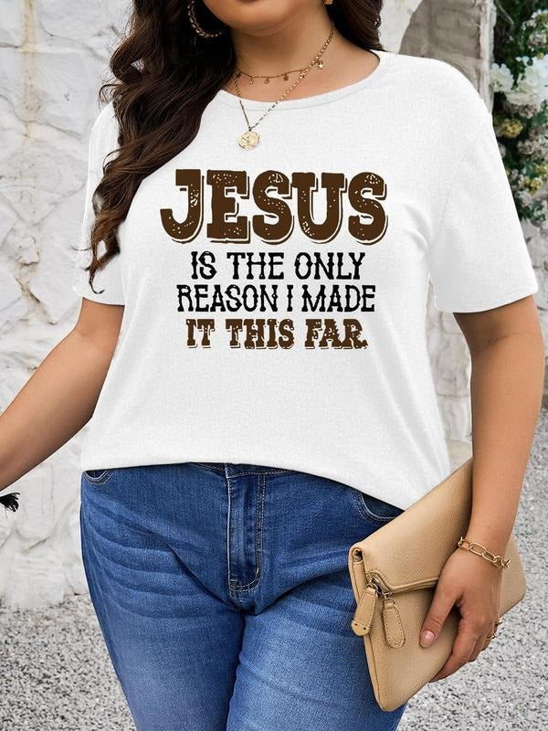 Plus Size Letter Print Round Neck Tee, Casual Short Sleeve Crew Neck T-Shirt for Summer, Women'WB shield Plus Clothing...