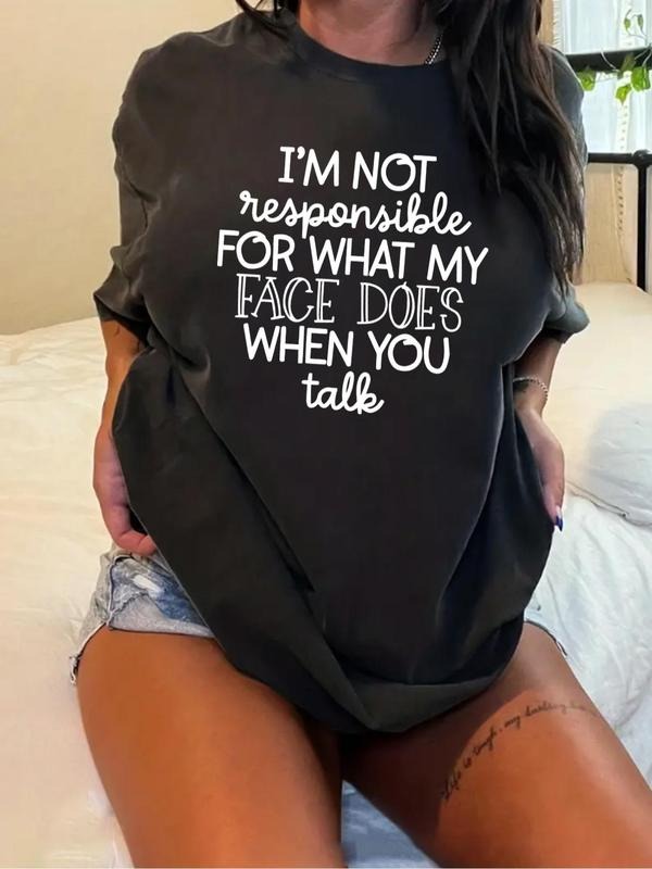 Plus Size Letter Print Round Neck Tee, Casual Short Sleeve Crew Neck T-Shirt for Summer, Women'WB shield Plus Clothing...