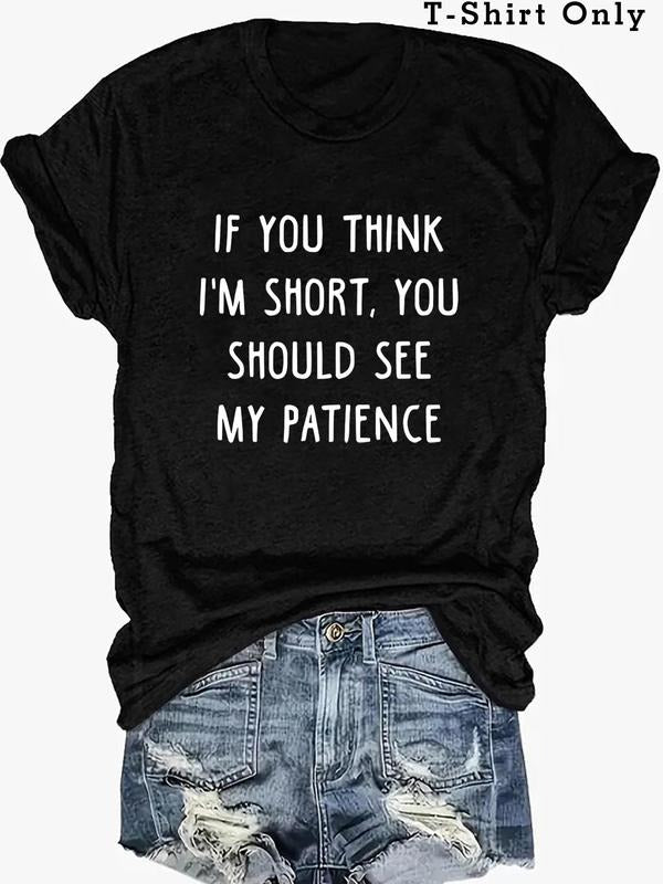 Plus Size Letter Print Round Neck Tee, Casual Short Sleeve T-Shirt, Women'WB shield Plus Clothing for Daily Wear Hoodie,...