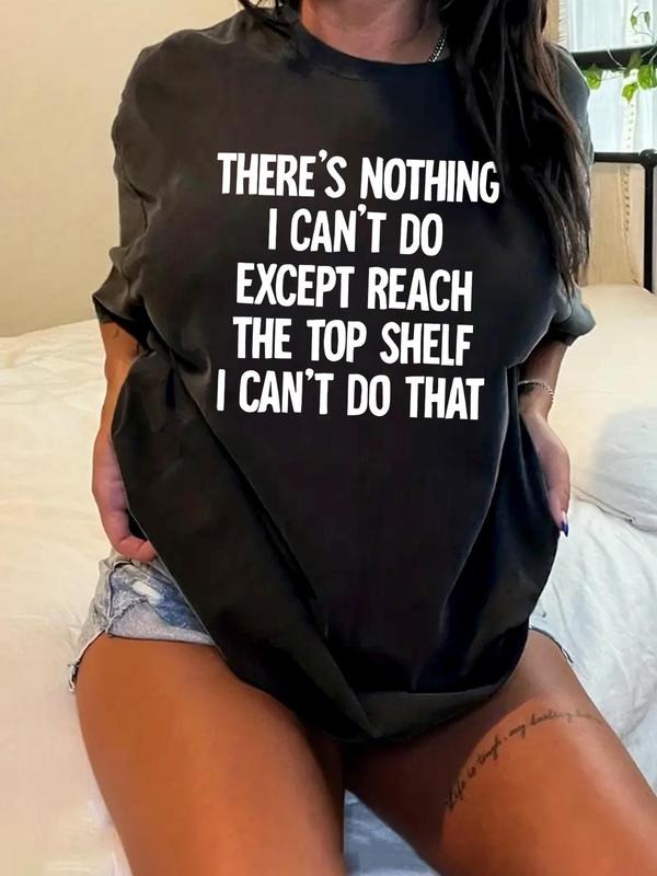 Plus Size Letter Print Round Neck Tee, Casual Short Sleeve T-shirt, Women'WB shield Plus Size Summer Clothing for Daily...